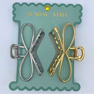 Pair of Hair Claws Gold Tone & Silver Tone NWT